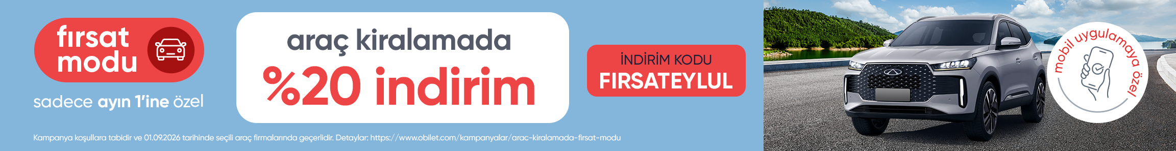 Araç Kiralamada Sadece Ayın 1’ine Özel Fırsat!