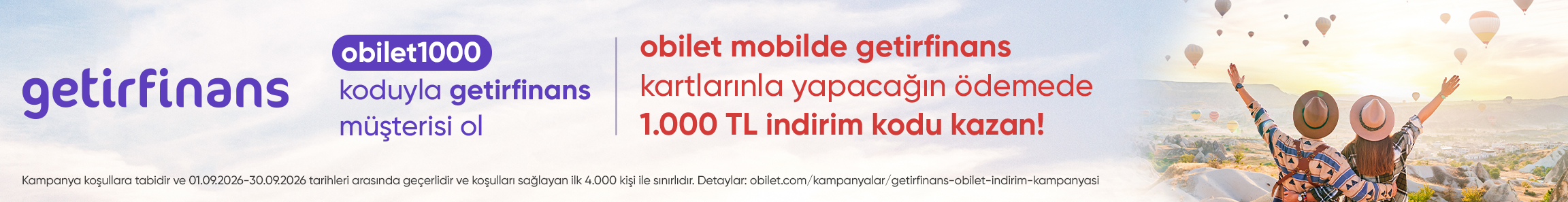 getirfinans Müşterlerine Özel obilet’te 1.000 TL İndirim Fırsatı