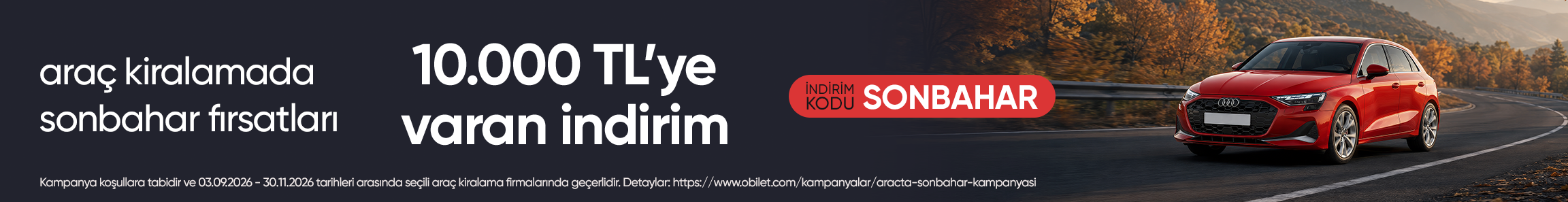Obilet’ten Araç Kiralamada Sonbahar Fırsatları!