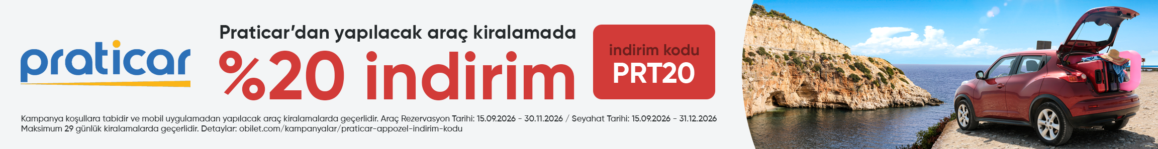 Praticar Firmasından Seçeceğiniz Araçlarda %20 İndirim Kodu