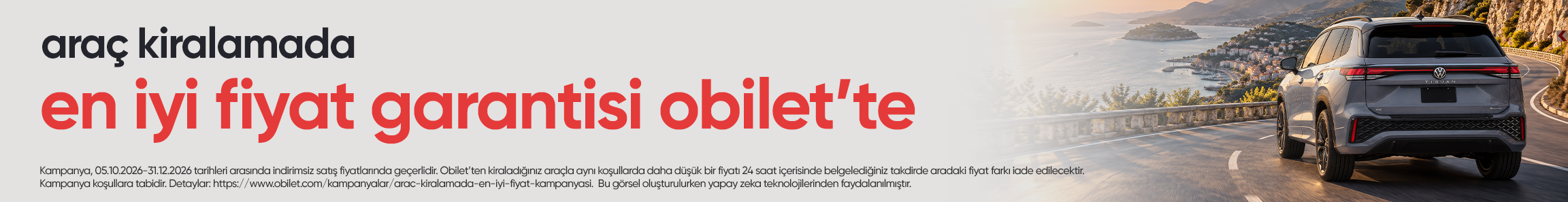 Obilet’ten Araç Kiralamada İndirimsiz Satış Fiyatında En İyi Fiyat Garantisi!