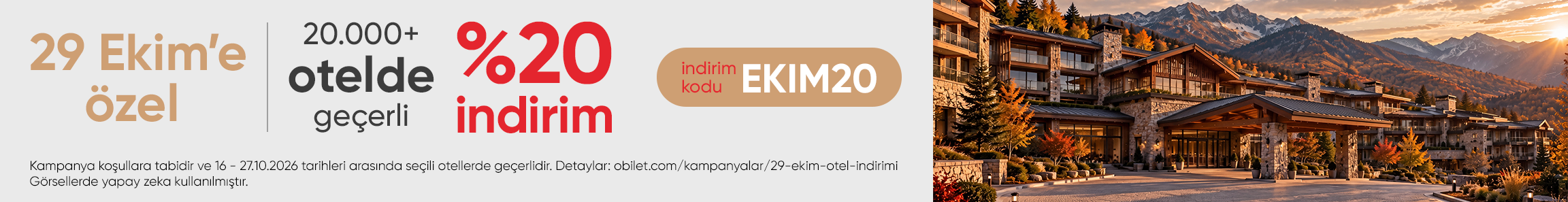 29 Ekim’e Özel Seçili Otellerden Yapılacak Rezervasyonlarında %20 İndirim!