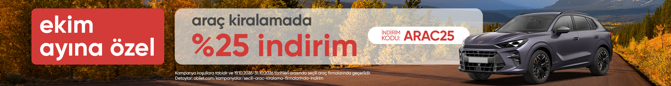 Obilet’ten Seçili Firmalarda Araç Kiralamada %25 İndirim!