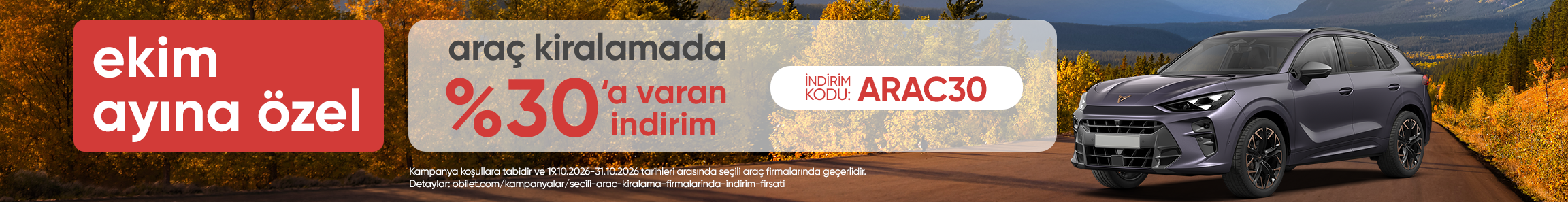 Obilet’ten Seçili Firmalarda Araç Kiralamada %30'a İndirim!