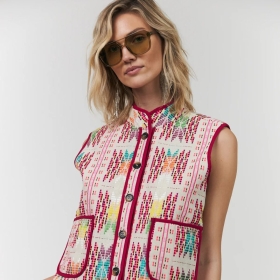 Statement Weste aus gewebten Material