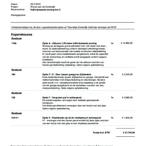 Gekozen keuzeopties bnr. 2 Gekozen keuzeopties bnr. 2