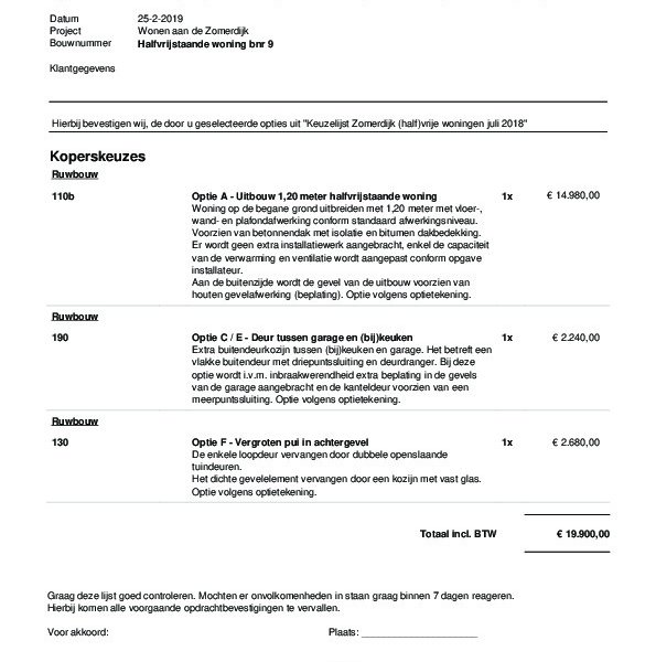 Gekozen keuzeopties bnr. 9 Gekozen keuzeopties bnr. 9