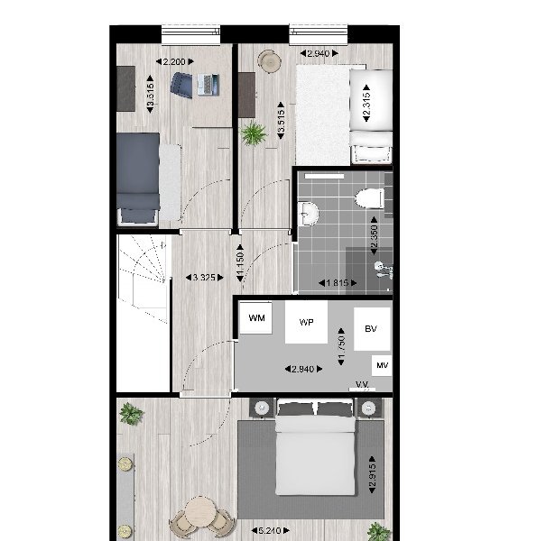 Plattegrond 1e verdieping type A Plattegrond 1e verdieping type A