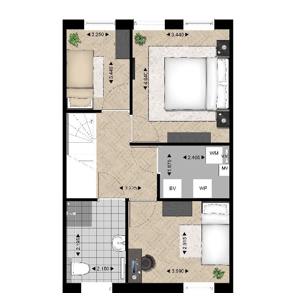 Plattegrond woningtype C1 1e verdieping Plattegrond woningtype C1 1e verdieping