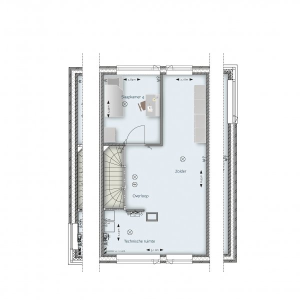 Plattegrond tweede verdieping (rijwoning) Plattegrond tweede verdieping (rijwoning)
