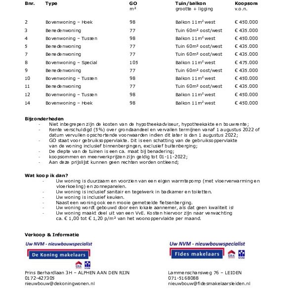 Prijslijst - Zonnebeekweide Prijslijst - Zonnebeekweide