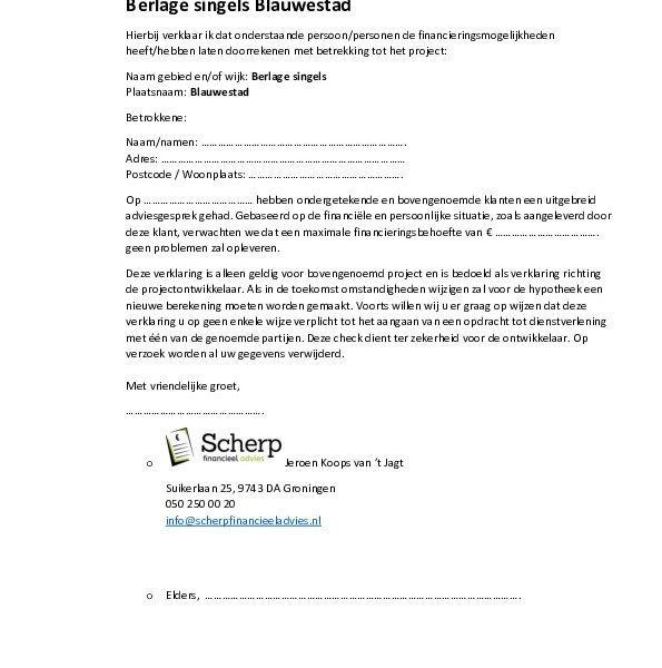 Haalbaarheidscheck Haalbaarheidscheck