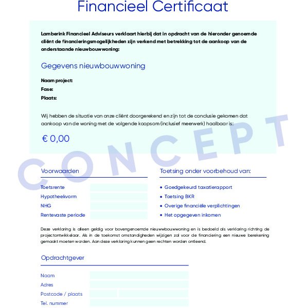 Financieel Certificaat Financieel Certificaat