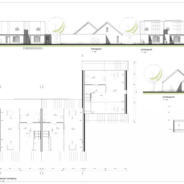 Technische tekening rijwoning eerste verdieping bouwnummer 1, 2, 3 en 6 Technische tekening rijwoning eerste verdieping bouwnummer 1, 2, 3 en 6