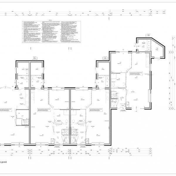 Technische tekening rijwoning, begane grond bouwnummer 1, 2, 3 en 6 Technische tekening rijwoning, begane grond bouwnummer 1, 2, 3 en 6