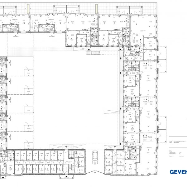 Plattegrond complex met gevelaanzichten Plattegrond complex met gevelaanzichten