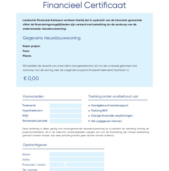 Financieel certificaat Financieel certificaat