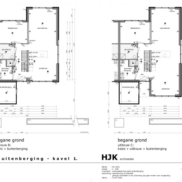 Plattegronden buitenberging kavel 1 Plattegronden buitenberging kavel 1
