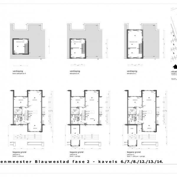 Plattegronden kavel 6, 7, 8, 12, 13 & kavel 14 Plattegronden kavel 6, 7, 8, 12, 13 & kavel 14