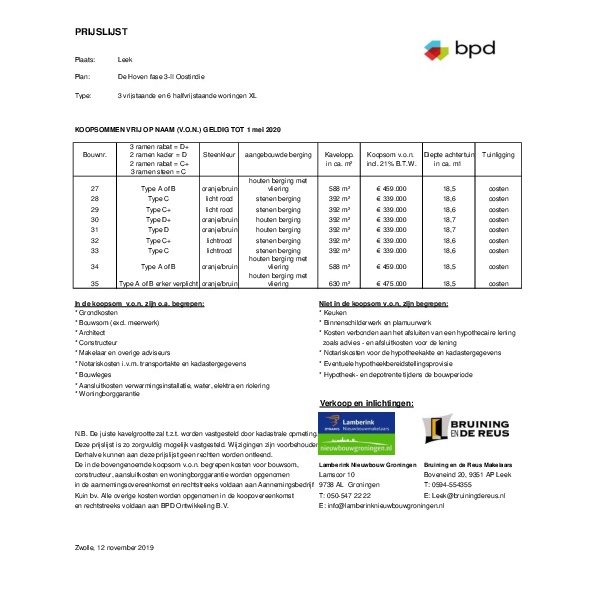 Prijslijst fase 3-II Prijslijst fase 3-II