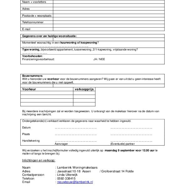 Inschrijfformulier Inschrijfformulier