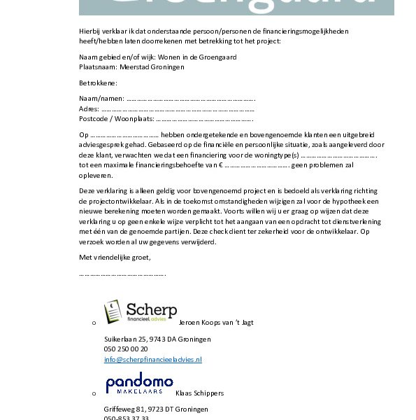 Brochure - Prijslijst - Haalbaarheidscheck - Wegwijs bij aankoop Brochure - Prijslijst - Haalbaarheidscheck - Wegwijs bij aankoop