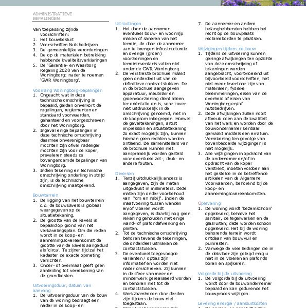 Herenhuis - Keuze-/optielijst - Staat van afwerking - Technische omschrijving Herenhuis - Keuze-/optielijst - Staat van afwerking - Technische omschrijving