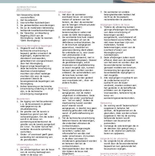 Bungalows - Keuze-/optielijst - Staat van afwerking - Technische omschrijving Bungalows - Keuze-/optielijst - Staat van afwerking - Technische omschrijving