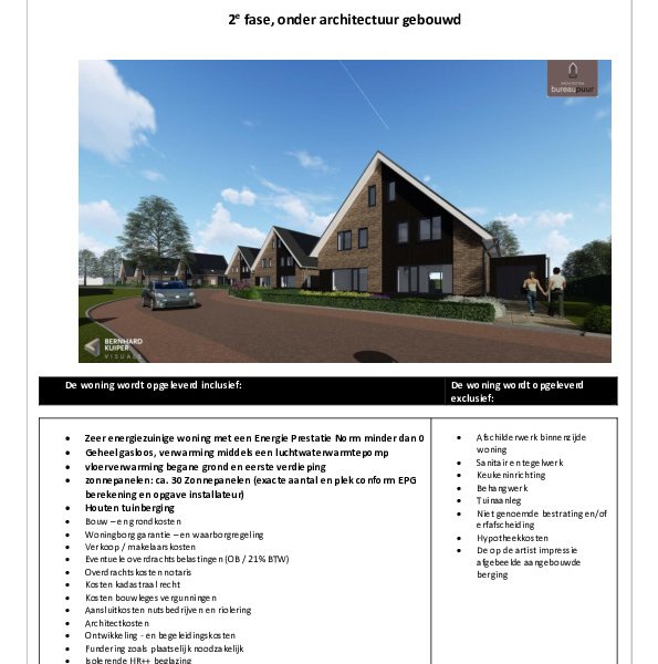 Prijslijst gezinswoning basis Prijslijst gezinswoning basis