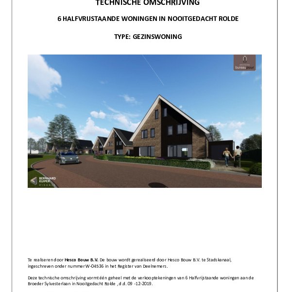 Technische omschrijving gezinswoning basis Technische omschrijving gezinswoning basis