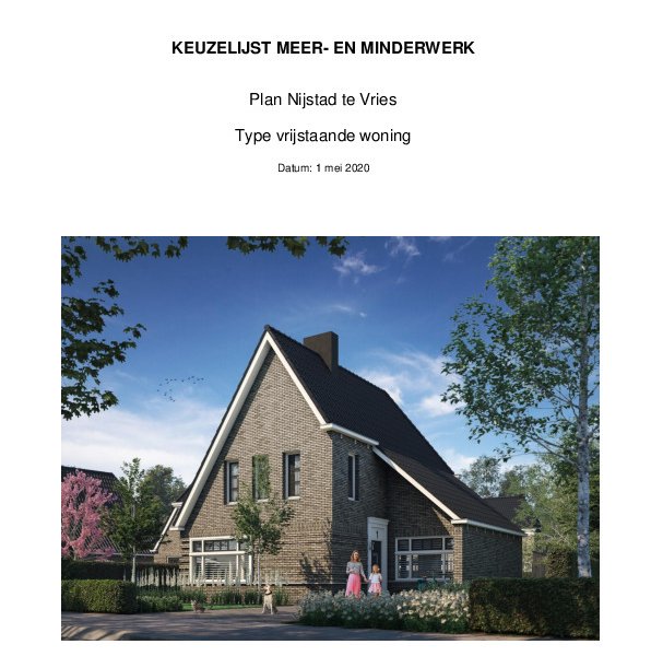 Meerwerklijst vrijstaand Meerwerklijst vrijstaand