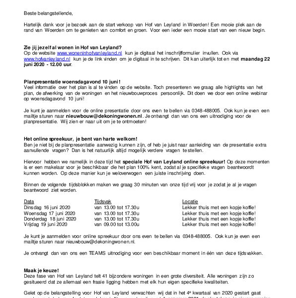 Procedure start verkoop Procedure start verkoop
