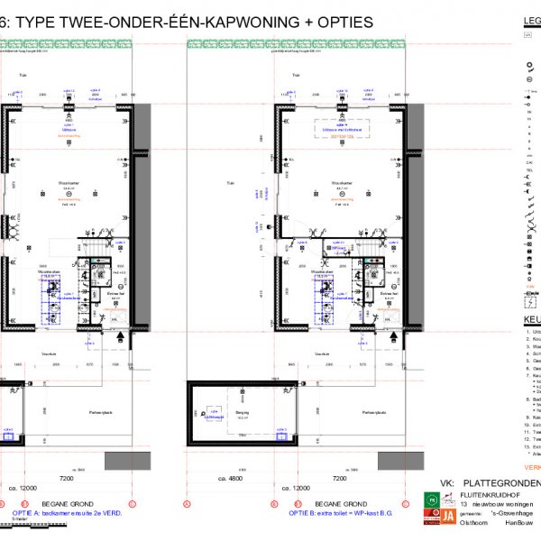 Optieplattegronden twee onder een kapwoningen bnrs 6 en 9 Optieplattegronden twee onder een kapwoningen bnrs 6 en 9