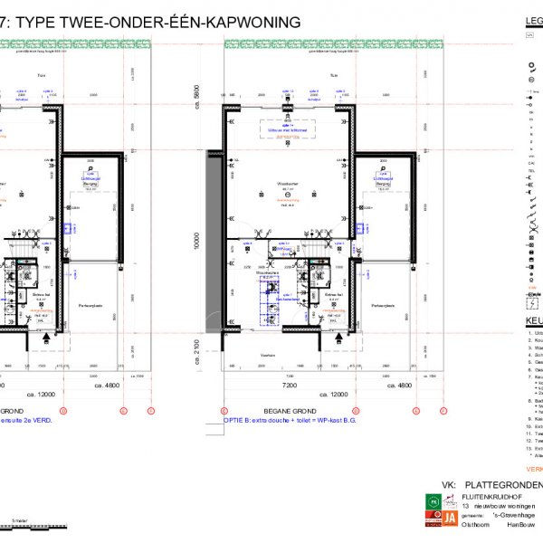 Optieplattegronden twee onder een kapwoningen bnrs 7 en 8 Optieplattegronden twee onder een kapwoningen bnrs 7 en 8