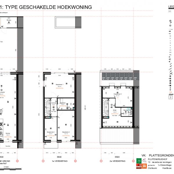 Technische plattegronden geschakelde woningen Technische plattegronden geschakelde woningen