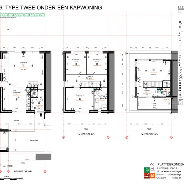 Technische plattegronden twee onder een kapwoningen bnr 6 en 9 Technische plattegronden twee onder een kapwoningen bnr 6 en 9