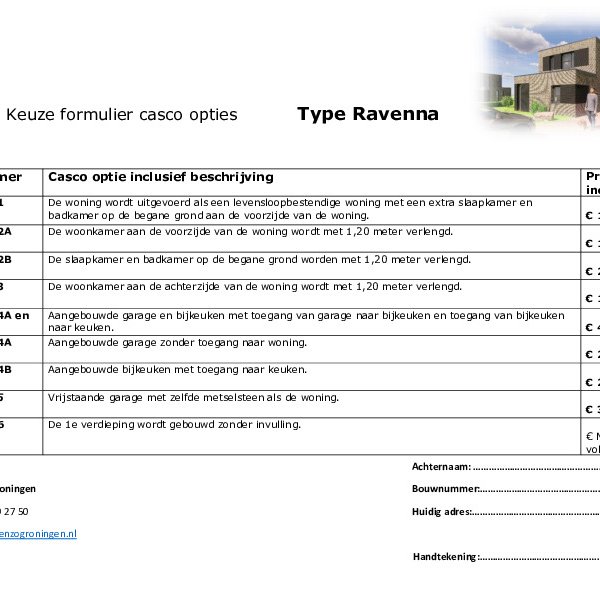 Ravenna Optieformulier Ravenna Optieformulier