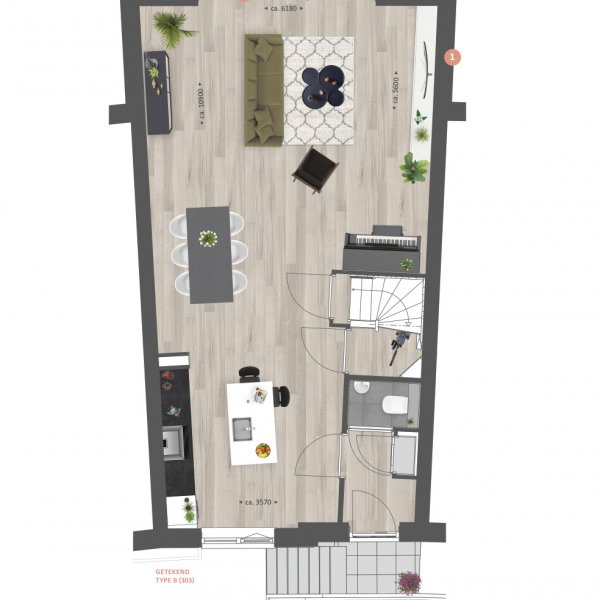 Plattegrond type A en B begane grond opties Plattegrond type A en B begane grond opties