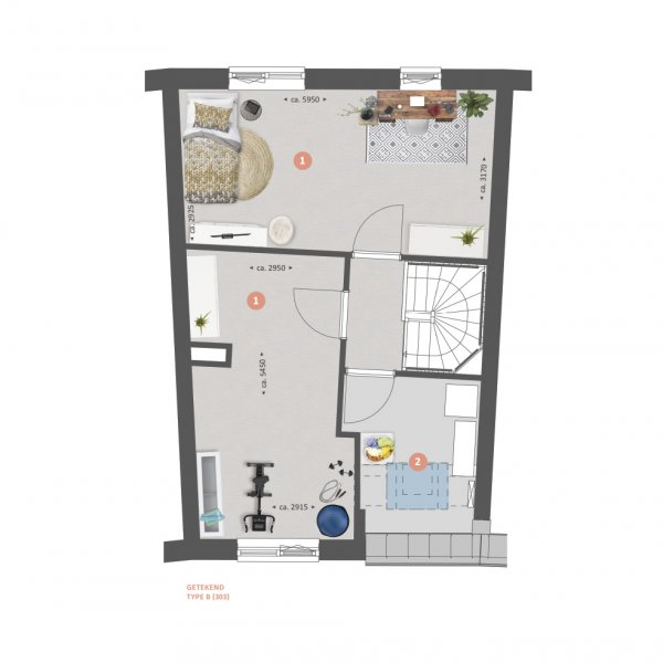 Plattegrond type A en B zolder opties Plattegrond type A en B zolder opties