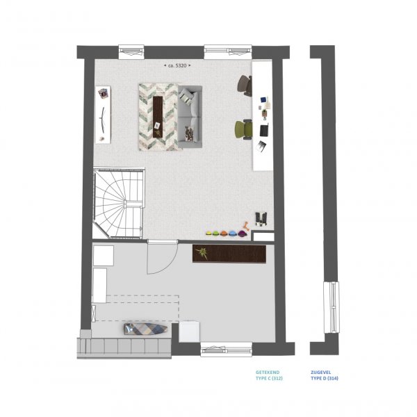 Plattegrond type C en D verdieping Plattegrond type C en D verdieping