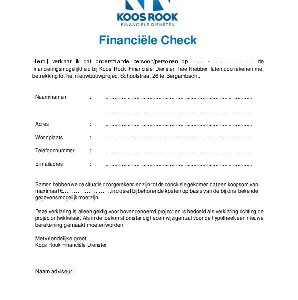 Financiële check Schoolstraat26 Financiële check Schoolstraat26
