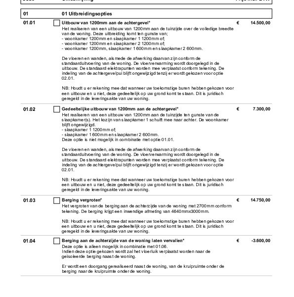 Optielijst levensloopbestendige woningen Optielijst levensloopbestendige woningen