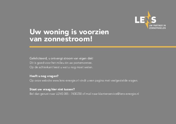LENS Informatiepakket - Zonnepanelen LENS Informatiepakket - Zonnepanelen
