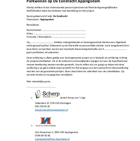 Haalbaarheidscheck Haalbaarheidscheck