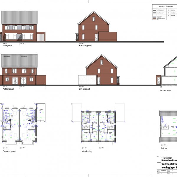Verkooptekening woningtype A1 en A2 Verkooptekening woningtype A1 en A2