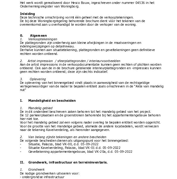 Technische omschrijving Binnengebied Technische omschrijving Binnengebied