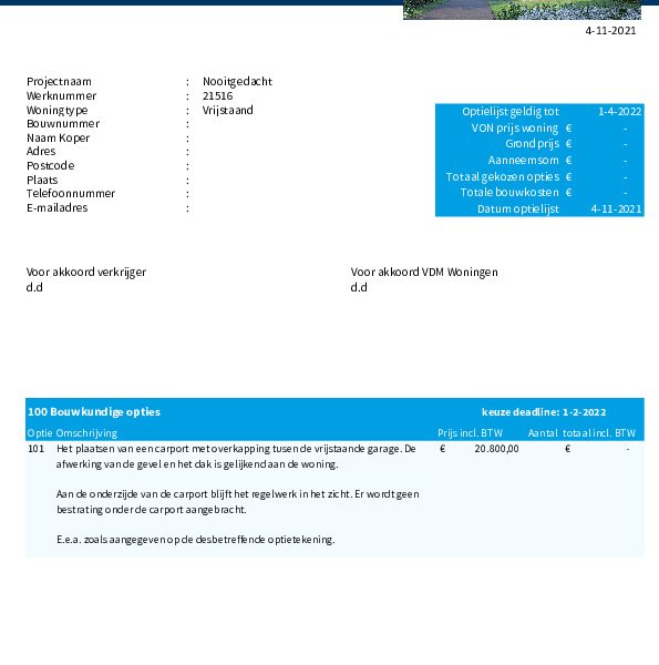 Optielijst Optielijst