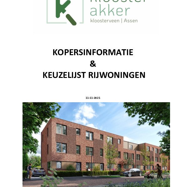 Keuzelijst rijwoningen Keuzelijst rijwoningen