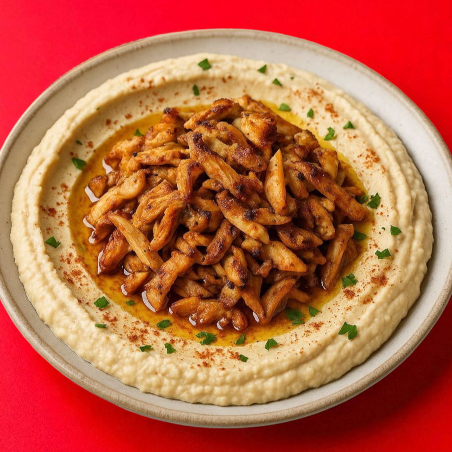 Hummus with chicken shawarma