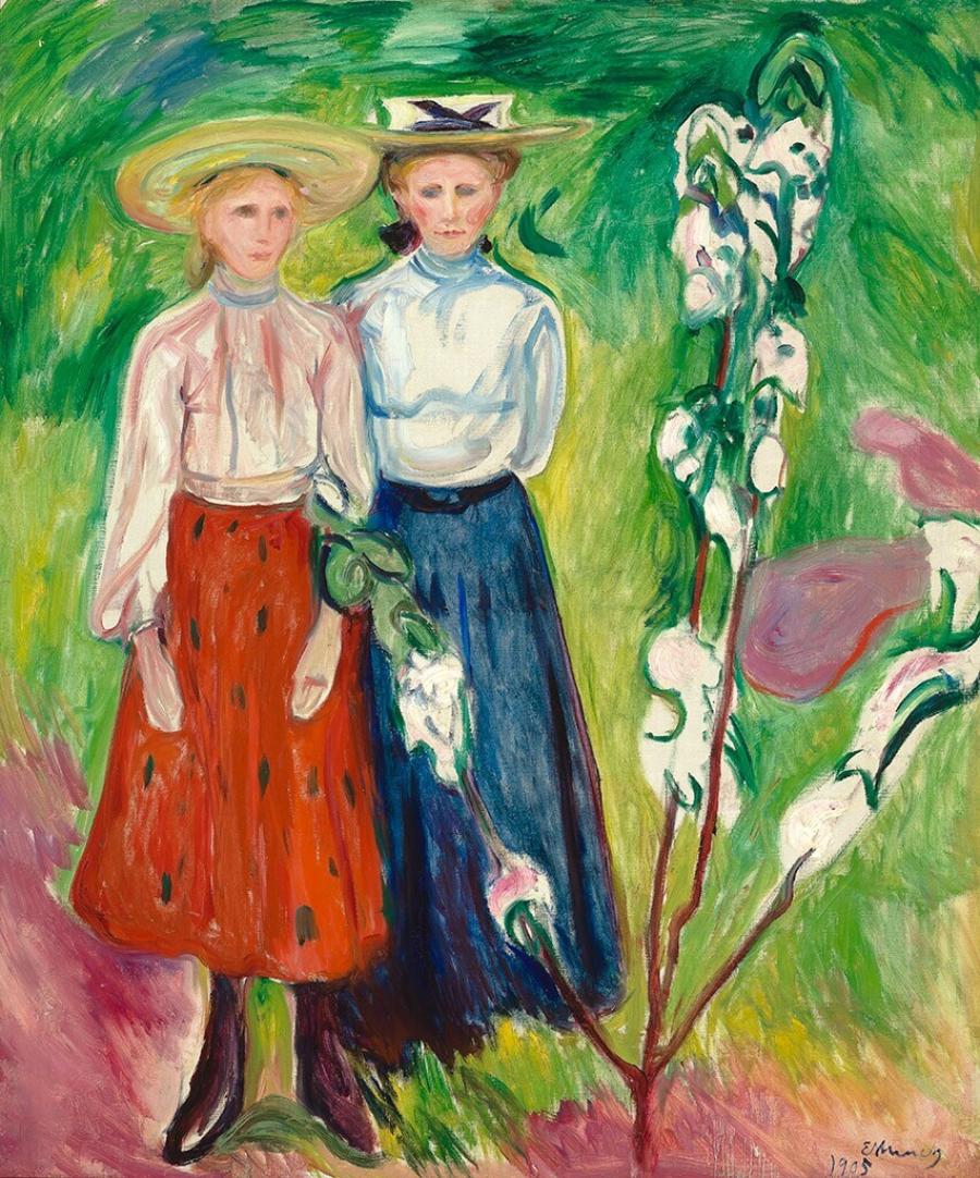 Two Girls under an Apple Tree in Bloom